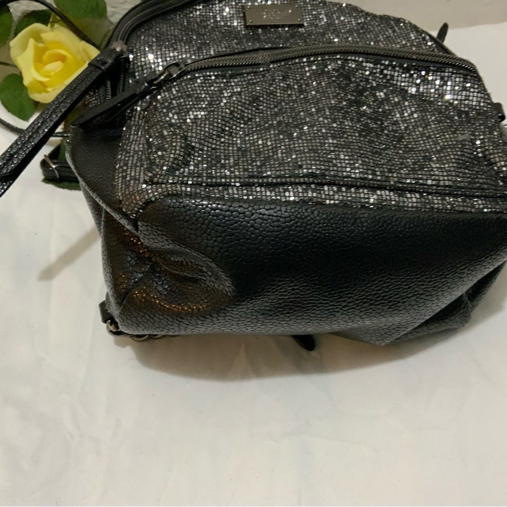 Discontinued Victoria's Secret Silver Sparkle Studded Small City Mini Backpack - Picture 8 of 14